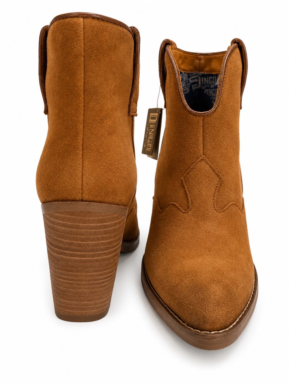 dingo Tan Suede Western Ankle Boots - Picture 5 of 16